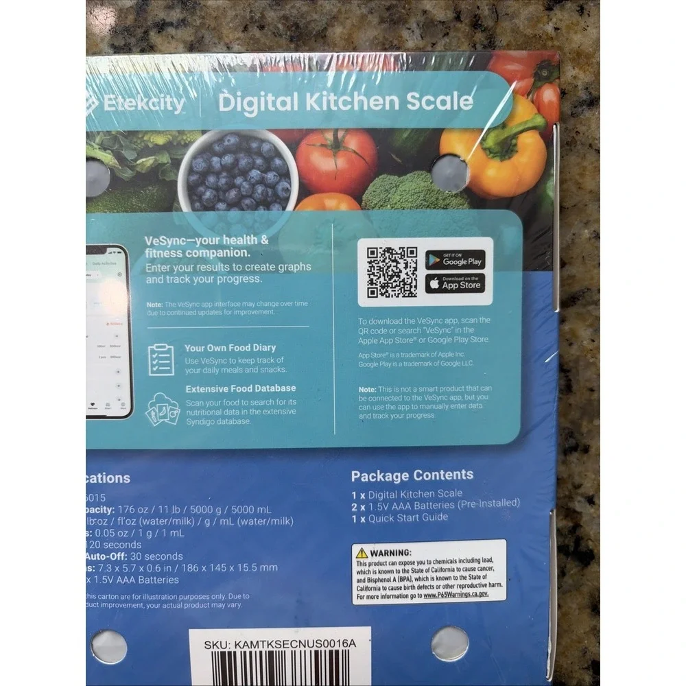 Etekcity Stainless Steel Digital Kitchen Food Scale EK6015 NEW SEALED